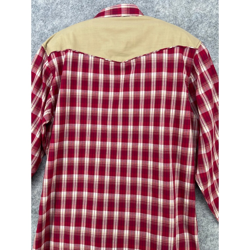 Roper Western Shirt Men L Red Plaid Embroidered Yoke Pearl Snap Smile Pocket NEW - Picture 9 of 15